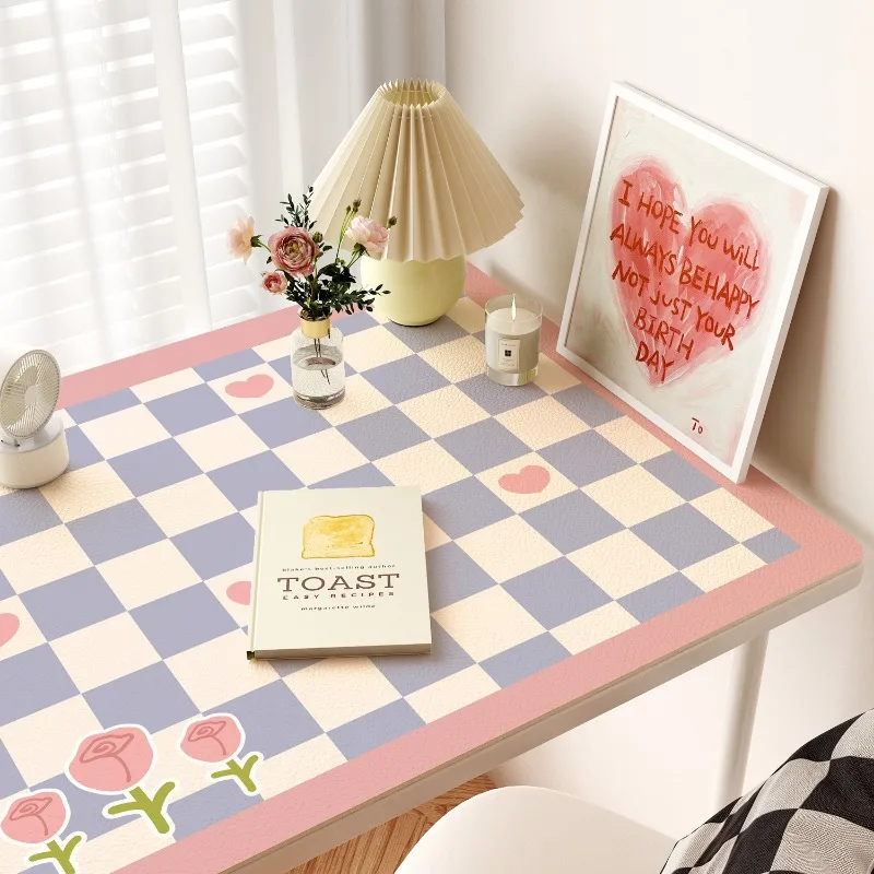 Retro Checkerboard IG Decorate Dining Table Mats Anti-fouling PVC Oil-proof Waterproof Soft Cushion Insulation TV Cabinet Mat