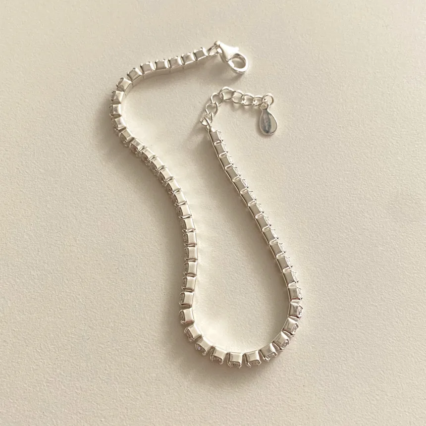 1mm 2mm 3mm Authentic 925 Sterling silver 4-Prong Round CZ 4A+ Lab Diamond Tennis Chain Bracelet Wrist jewelry C-A356