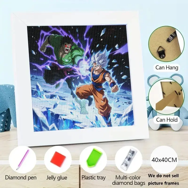 

1 шт. Dragon Ball Z аниме 5D DIY комплект алмазной живописи, полная дрель Goku Ultra Instinct vs Broly Rhinestone вышивка искусством, 40x40 см