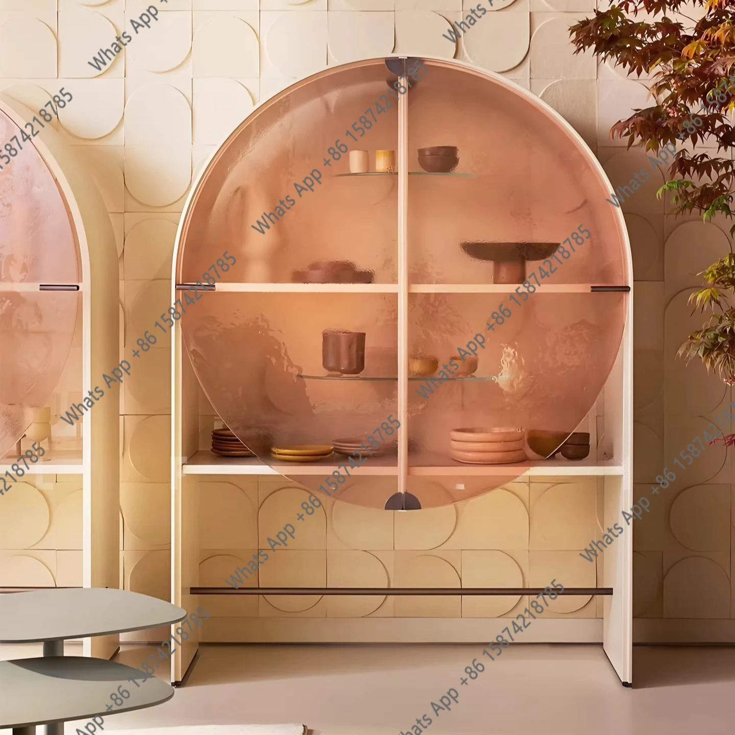 Italian minimalist glass display cabinet, living room home storage cabinet, dining side wall integrated locker