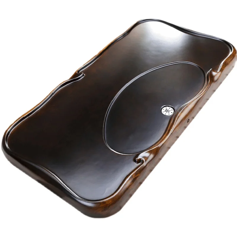 

Black sandalwood tea tray 2024 new household solid wood simple large tea set drainage office tea table tray