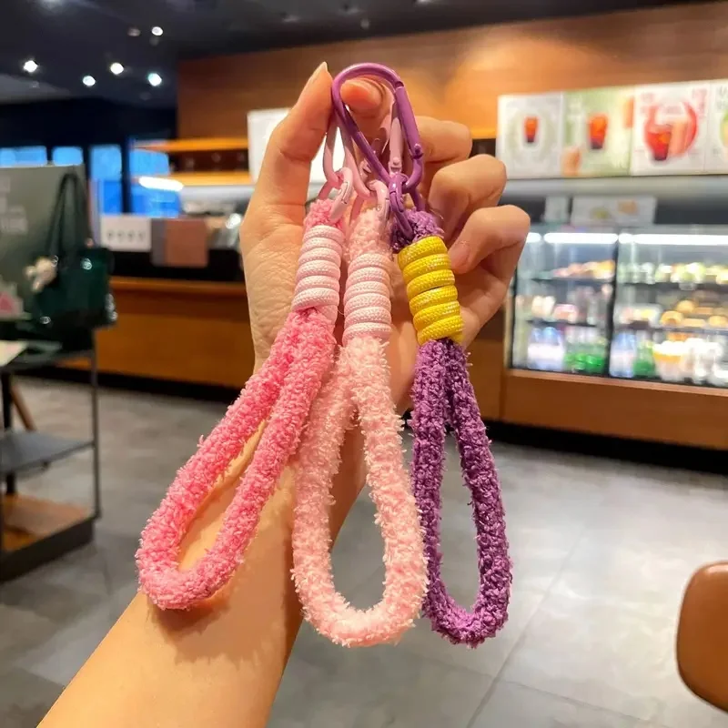 Adorable Plush Braided Phone Lanyard Keychain Strap for Keys Bags Purses Perfect Cute Multi Function Accessory Gift for Teens Wo