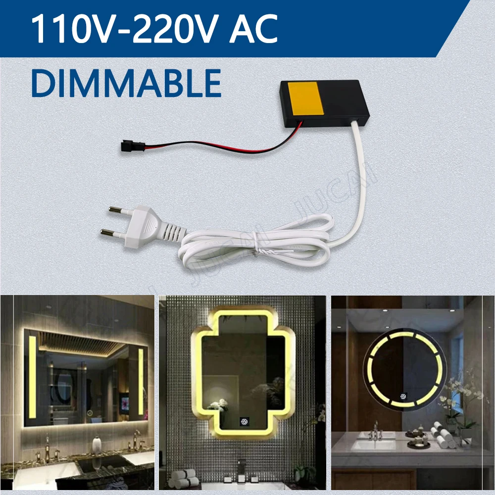 Espejo luminoso inteligente de 110V-220V, interruptor de detección táctil integrado, luz de espejo, espejo de maquillaje rojo Web, espejo de baño