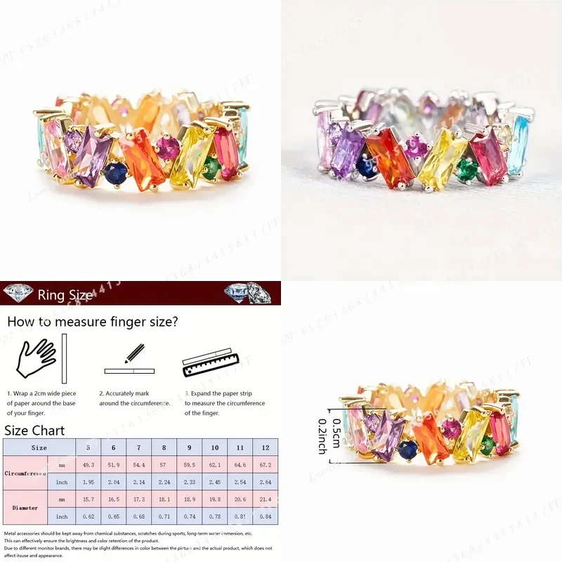 Creative Colorful Synthetic Zirconia Inlaid Irregular Rings for Women Party Daily Vacation Exquisite Hip Hop Punk Trendy