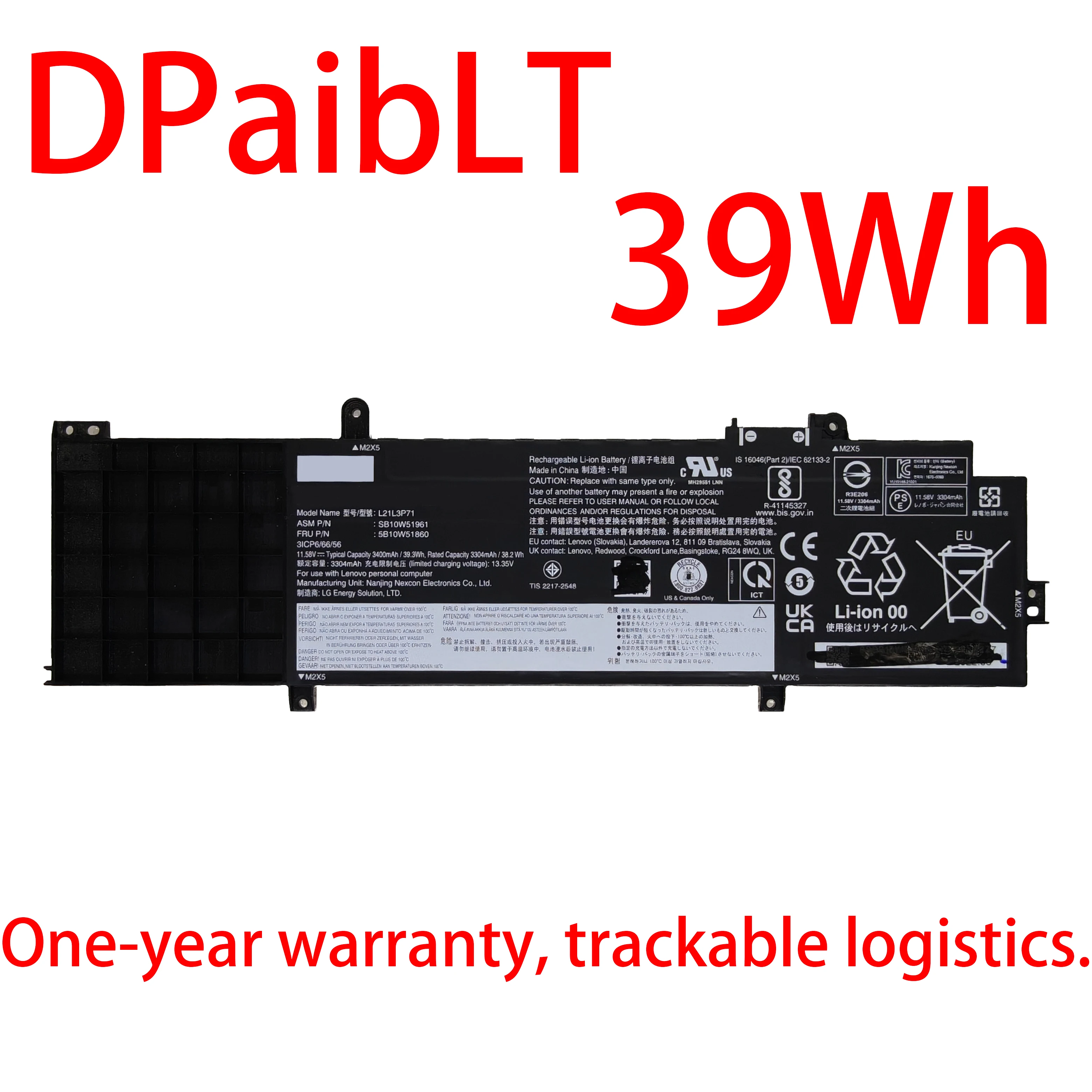 

DPaibLT NEW 39Wh 11.58V L21L3P71 L21M3P71 L21L4P71 LAPTOP BATTERY For Lenovo ThinkPad T14 Gen 3 Type 21AH P14s Gen 3 Type