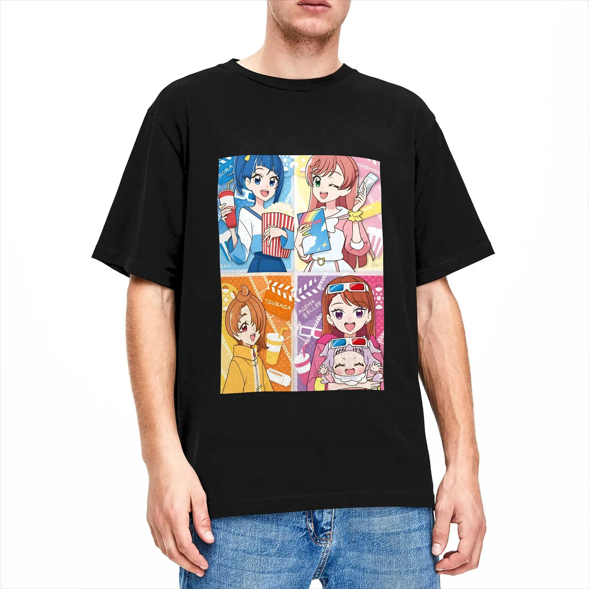 Soaring Sky Precure All in One T Shirt Men Pure Cotton Vintage T-Shirt Crew Neck  Tees Short Sleeve Tops Gift Idea