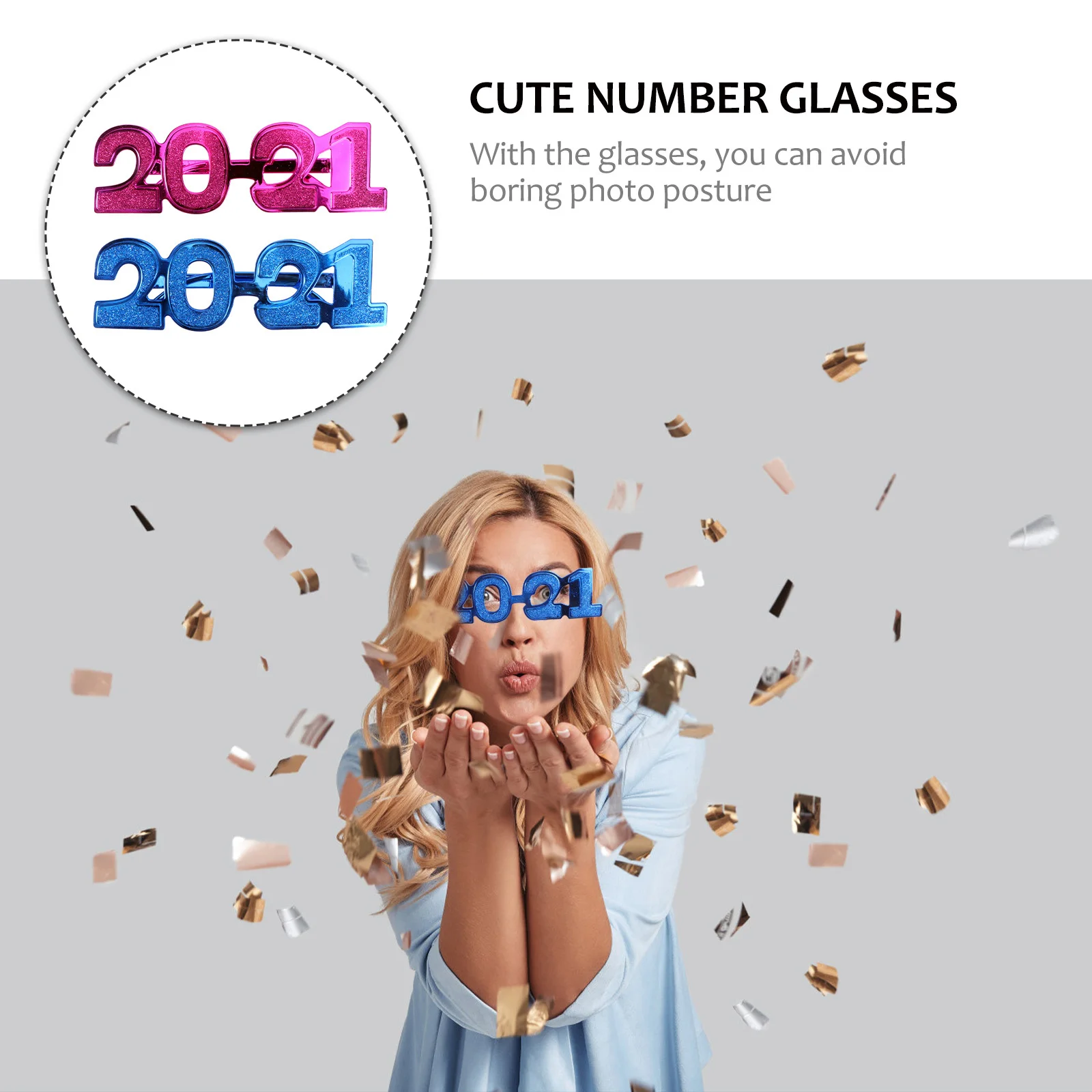 

2Pcs Novelty Glasses Number 2020 Decorative New Year Party Funny Eyeglasses Adults Photo Props New Year Eye Glasses