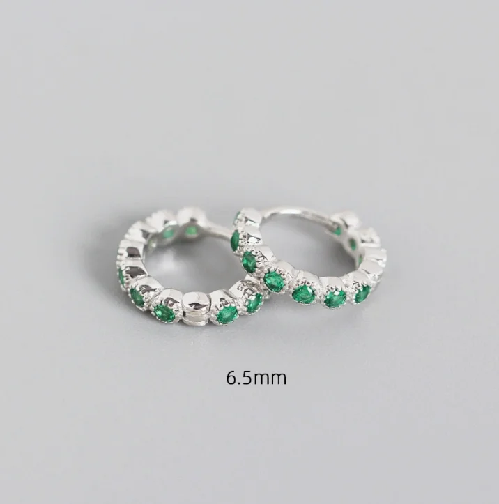 Luxury Simulated Nano Emerald 925 Sterling Silver Round Hoop Earring for Women Green Gemstone Statement Fine Jewelry Aretes