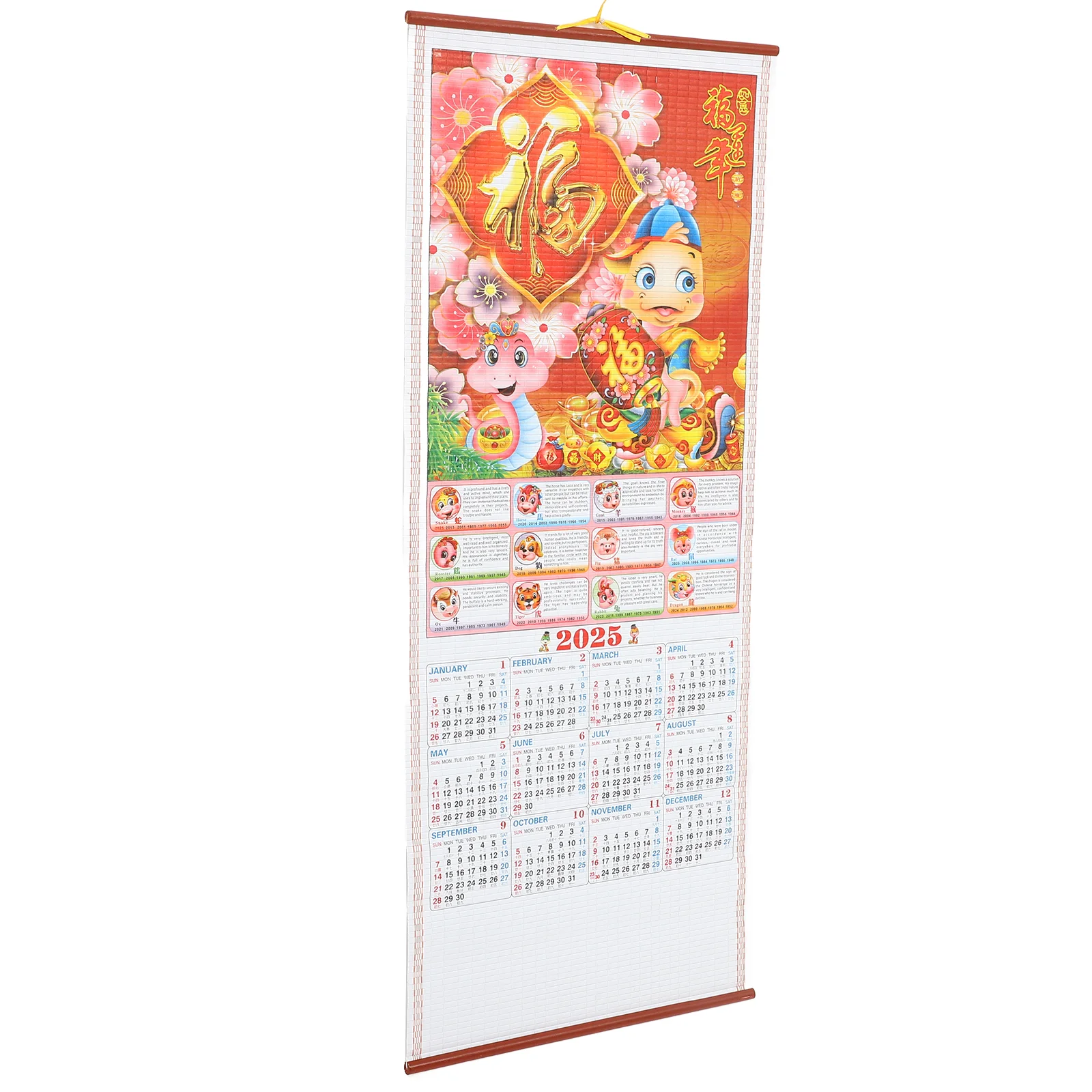 Rotan Jaar van de Slang Wandkalender Kantoor 2025 Hangend Papier Chiense Scroll