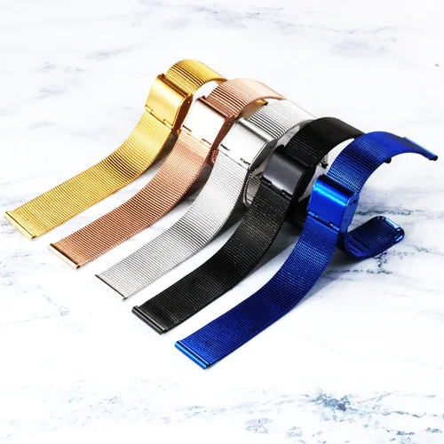 Imagen 2 del producto Correas de 8/10/12/13/14/15/16/17/18/19/20/21/22/24mm para correa de reloj milanesa de malla Seiko de 0,6mm para pulsera de acero inoxidable DW