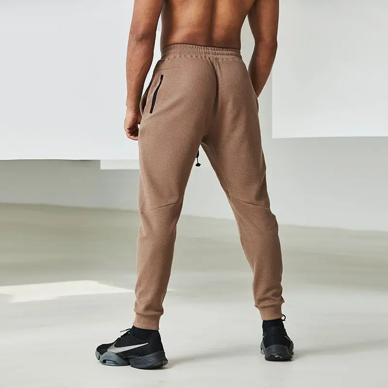 Spring Autumn Men Motion Bodybuilding Sweatpants Quick Dry Leg Binding Casual Run Slim Elastic Solid Color Affordable Trousers