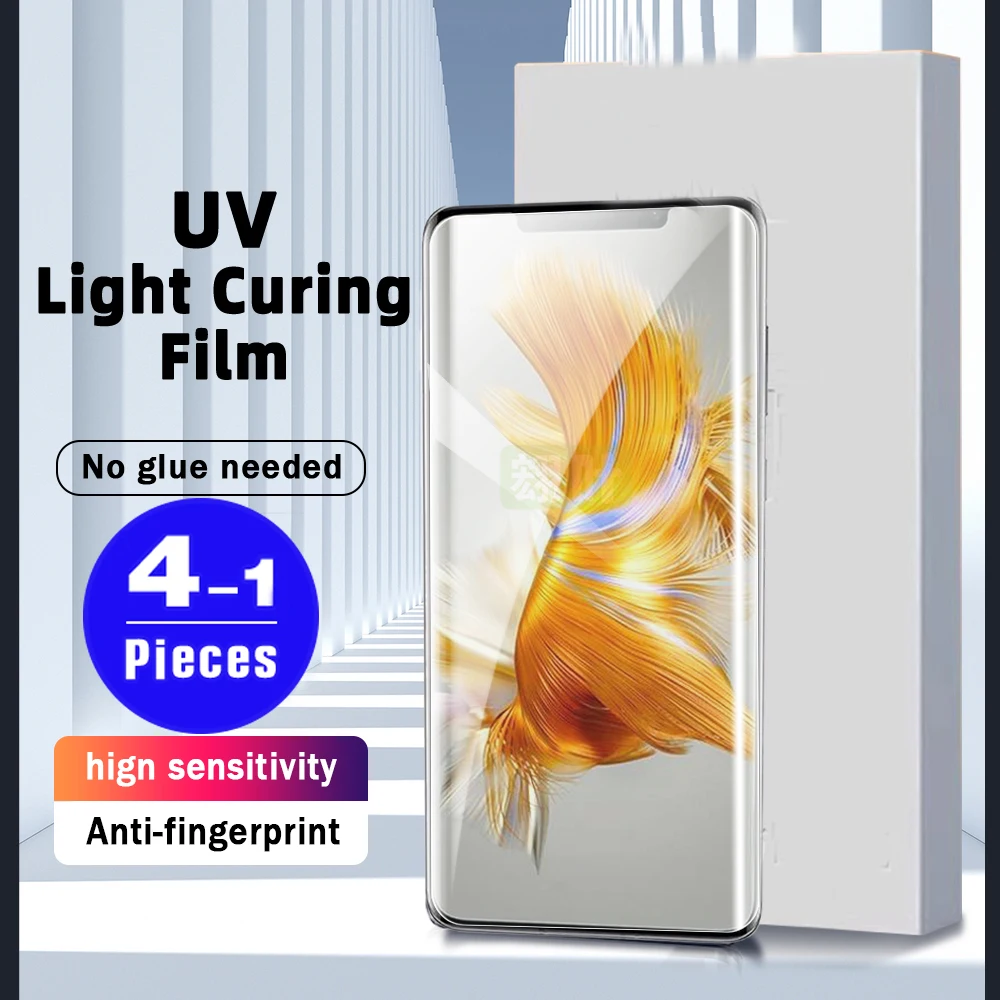 

1-4 шт. 9D для Huawei P60 Art P50 pro mate 50 40 RS 40E 30 30E P30 P40 pro plus, защита для экрана, ультрафиолетовая отверждаемая пленка, не стекло