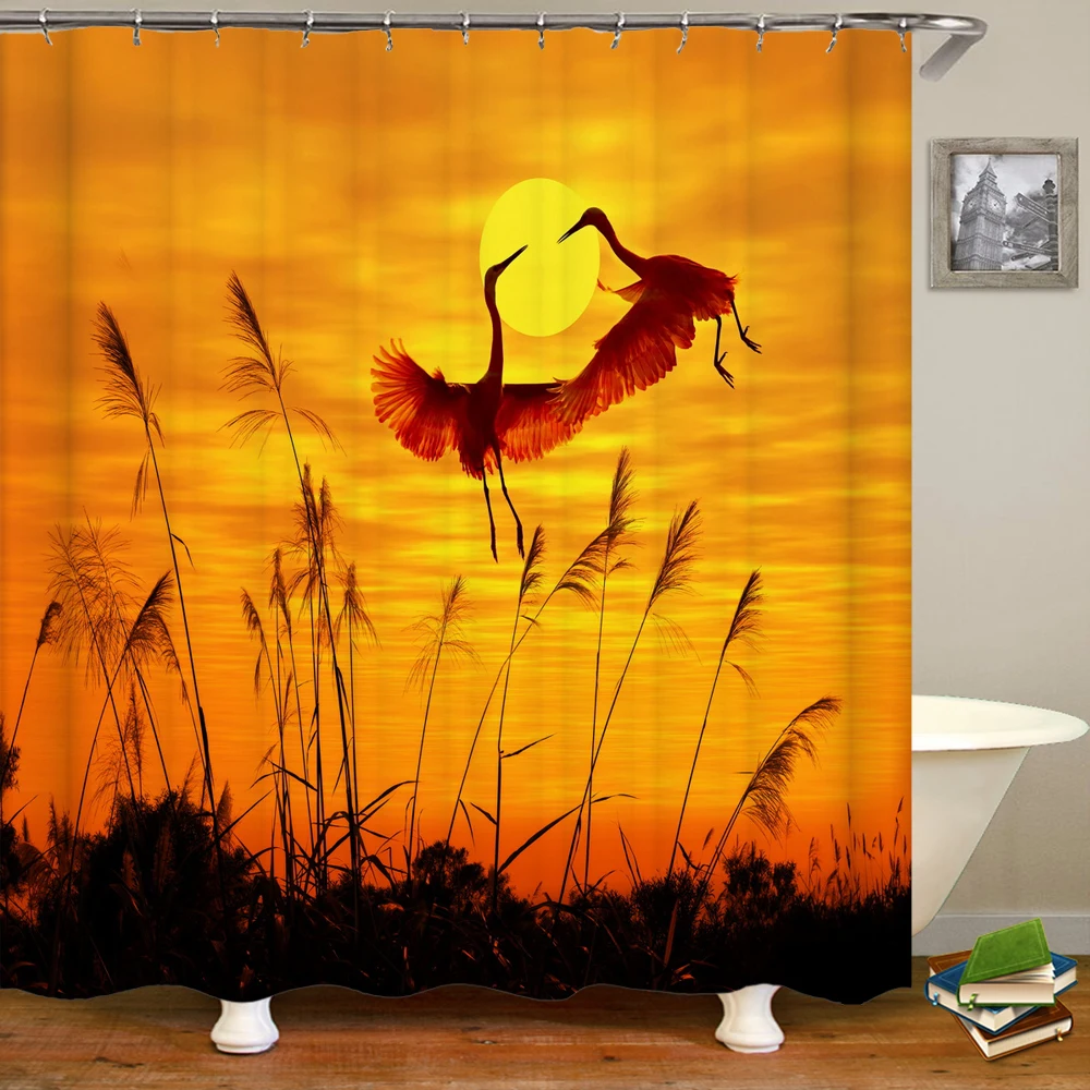 Shower Curtain Various Autumn Dusk Forest Scenery 3D Printing Shower Curtains Polyester Waterproof Home Decor Curtain 180x180cm