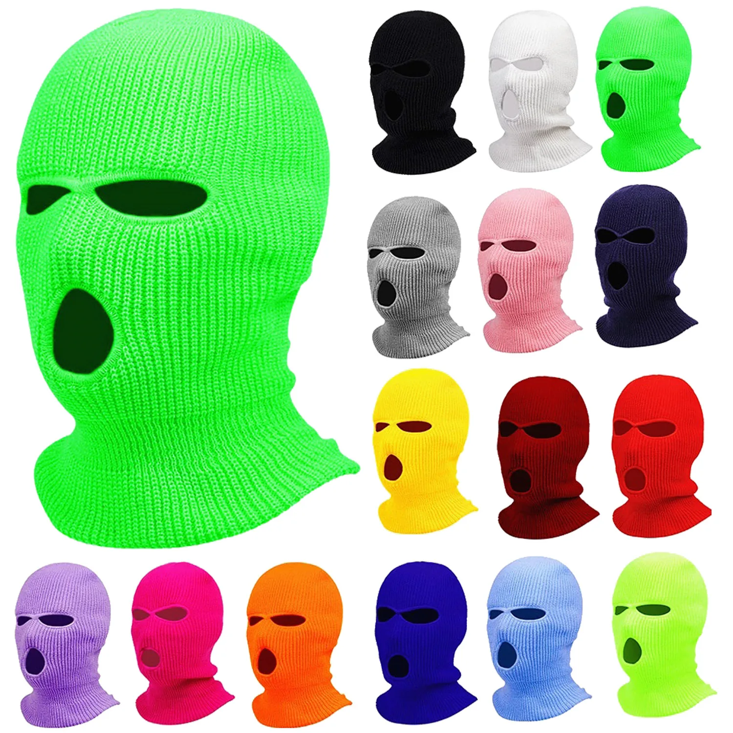 Hot Sale Winter Motorcycle Windproof Full Face Knit Hats Ski Mask Warm Balaclava Embroidery Hats Knitted 3 Hole Ski Mask Fashion