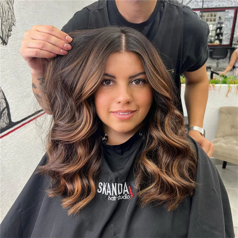 Peruca dianteira de renda loira mel, cabelo enraizado, tampa pequena, parte intermediária, leve, peruca sintética para mulheres, alopecia, perda de cabelo