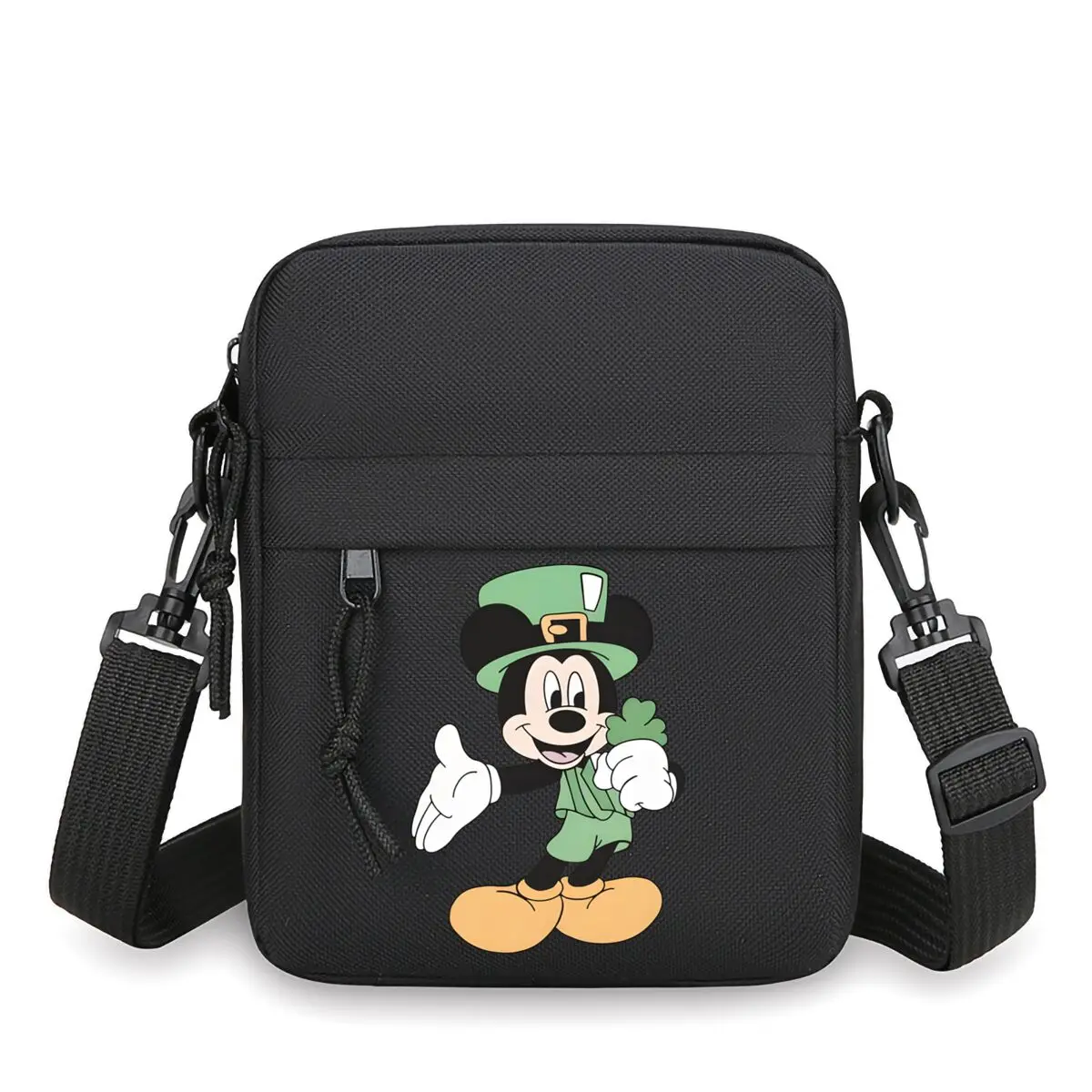 

Мини-сумка через плечо с принтом Микки Мауса и Минни ко Дню Святого Патрика, дизайн Y2K, минималистичный мультяшный дизайн, классический персонаж, повседневная сумка для монет