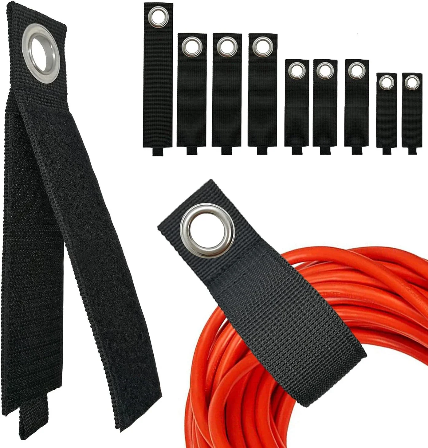 

6/9Pcs Heavy-Duty Wrap-It Cable Velcro Storage Straps, Bundling Extension Cord for RV Accessories, Workshop and Garage, Black