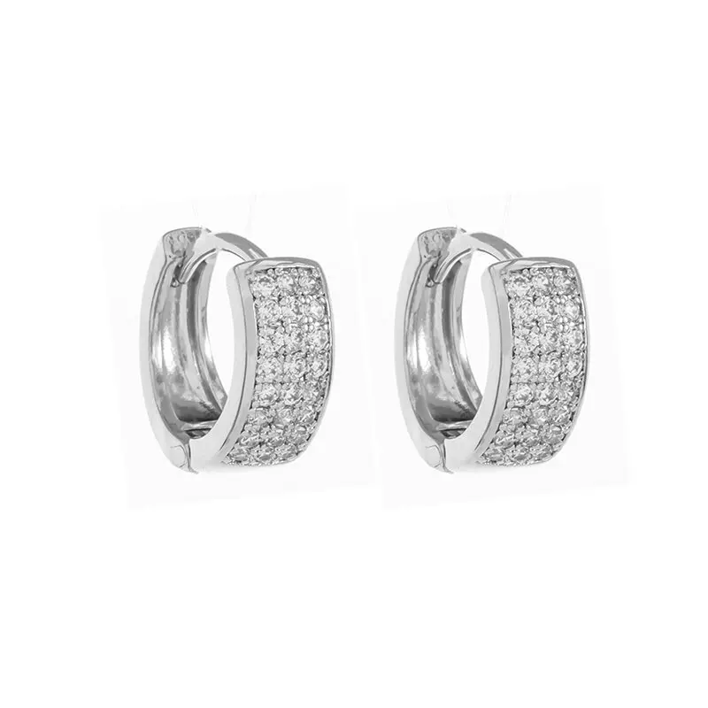 High-End Hoop Earrings Exquisite Shiny Zircon Couple Ear Buckle Men and Women Simple Fashion Round Ear Jewelry