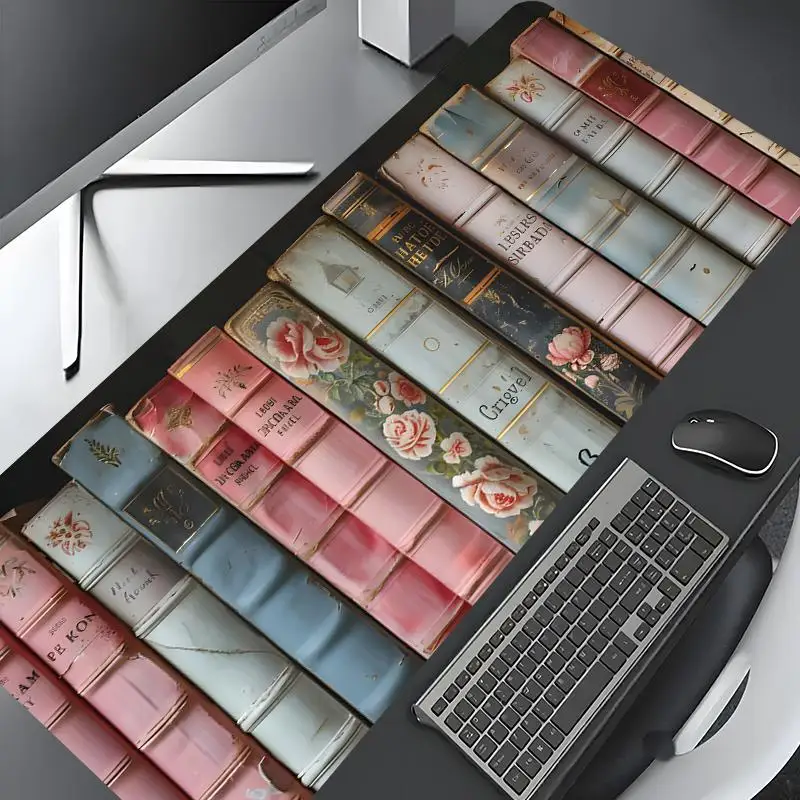 

Большой коврик для мыши с ретро-рисунком книги, нескользящий резиновый коврик для стола для ПК и ноутбука