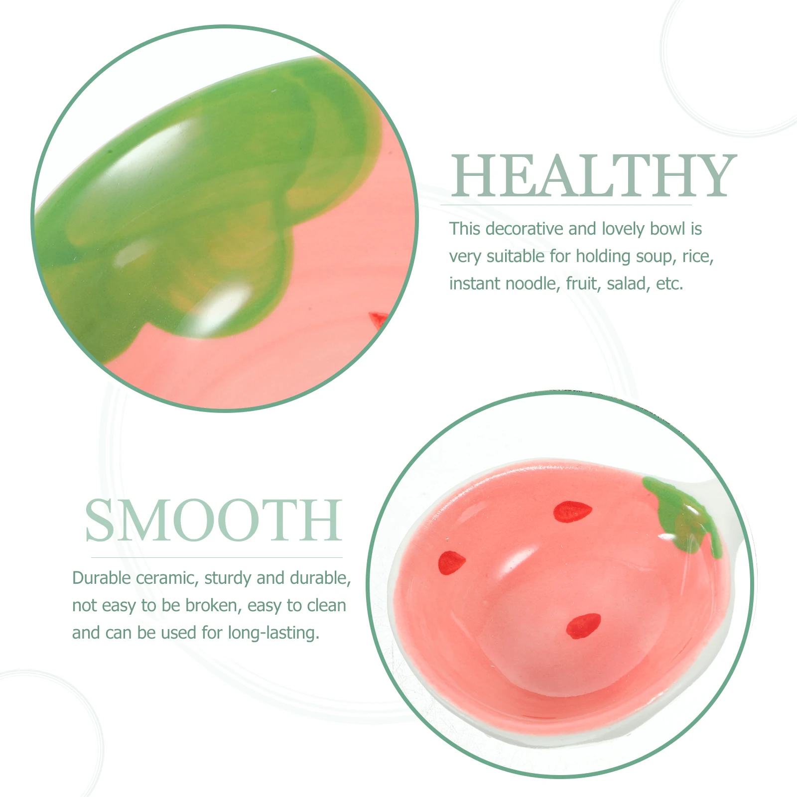 

Strawberry Ceramic Bowl Spoon Set 17x4 7x1CM Easy Clean Soup Rice Kitchen Tableware Adorable Multi Purpose Dining