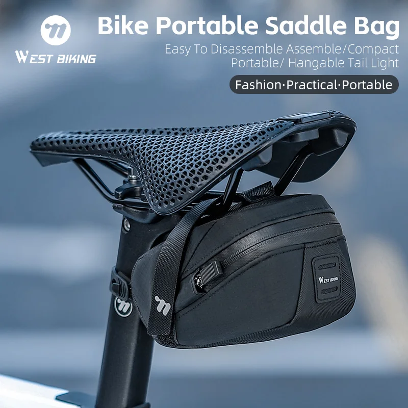 

WEST BIKING Portable Bike Saddle Bag 0.8L Lightweight Bicycle Rear Bag Durable Sports Cycling Tool Bag MTB Road Bike Accessories