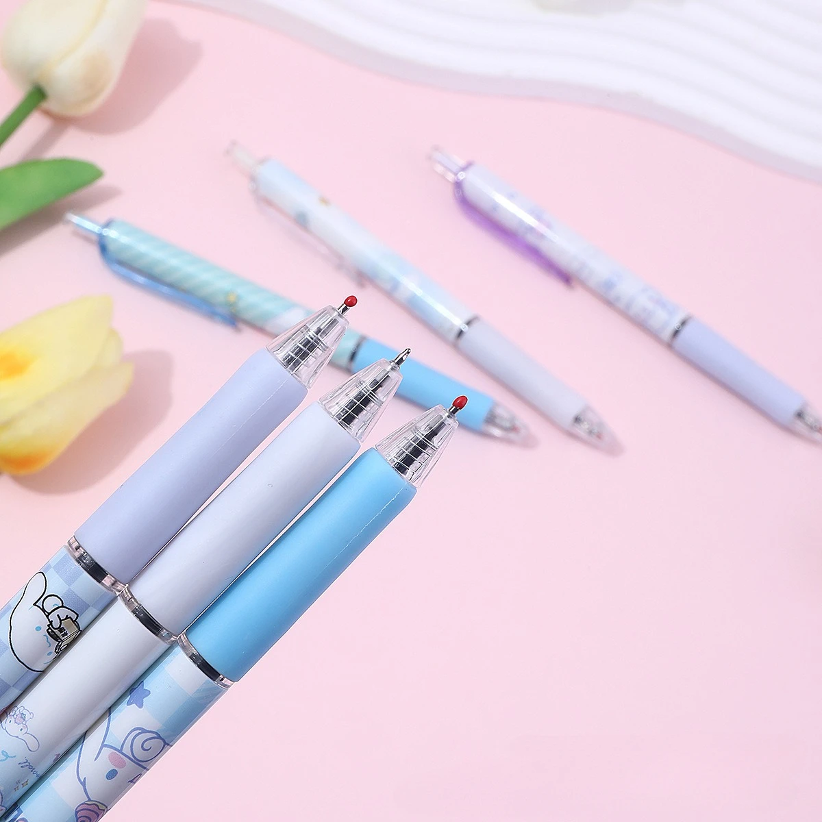 Sanrio Gel Pen Cartoon Anime Hello Kitty Cinnamoroll Kuromi Melody Press 0.55mm Pen Black School Writing Supplies for Student