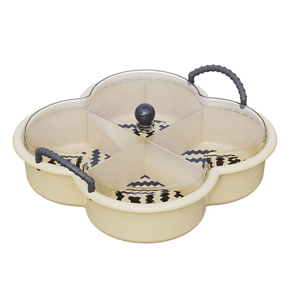 

Snack Tray Dried Fruit Storage Divided Food Organizer Portable Handle Lightweight Plastic Serving Dish Fruit Plate Desktop