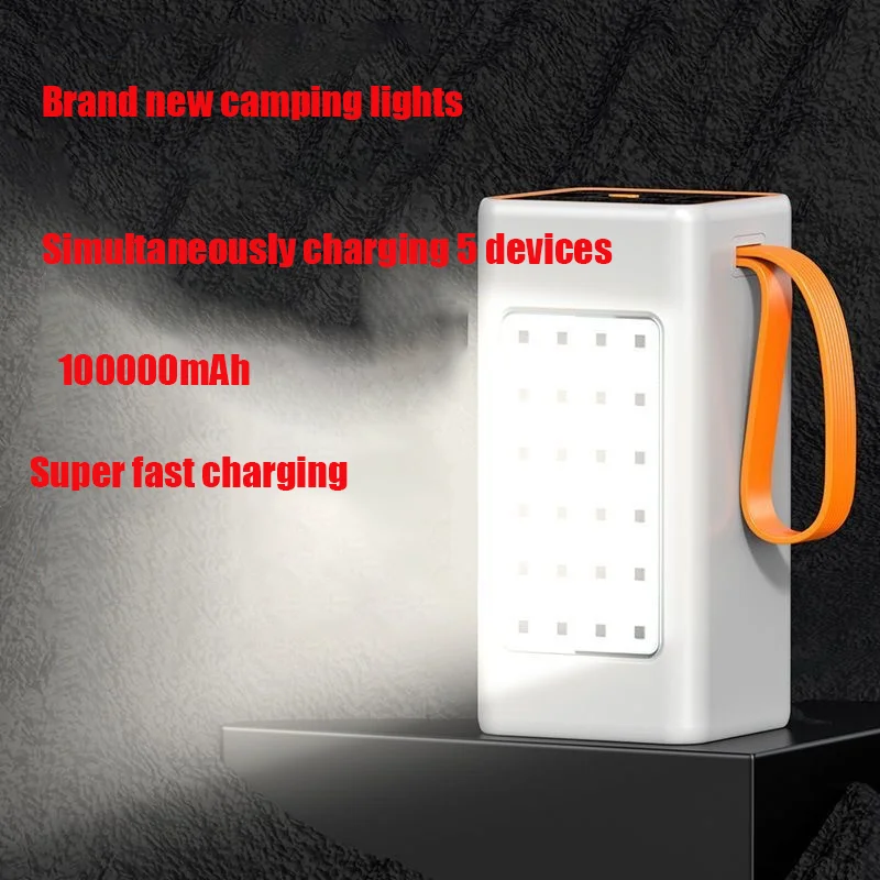 120W Power Bank High Capacity 20Ah PD Fast Charger Power Bank for iPhone Laptop Battery External LED Camping Light Flashlight