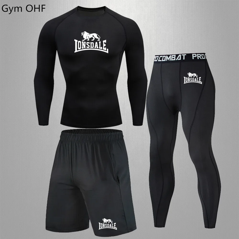 Fitness Men's Gym Clothing Short Running Compression Tights Perspiration Track Suit Gym Black T Shirt Sport Rashguard Jiu Jitsu