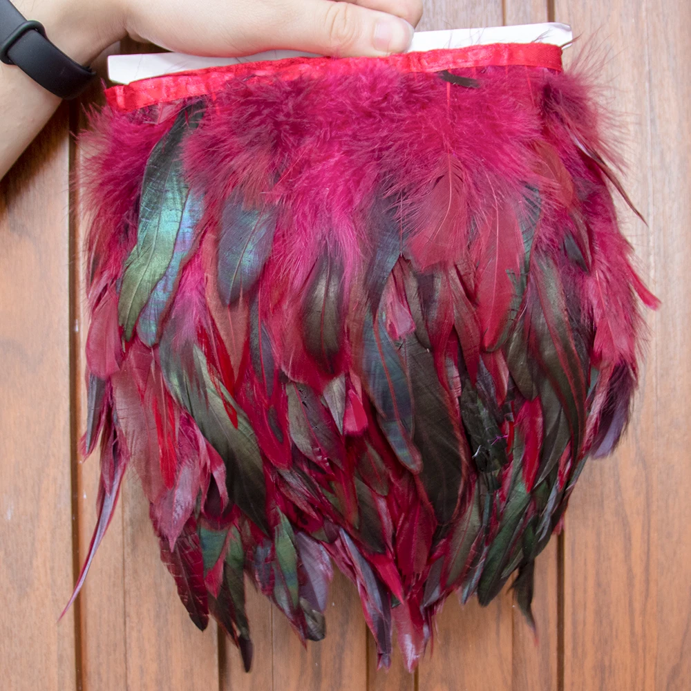 1Meter Natural Chicken Rooster Tail Feathers Trim Carnival Party Clothing Dresses Skirts Sewing Accessories Plumas for Crafts