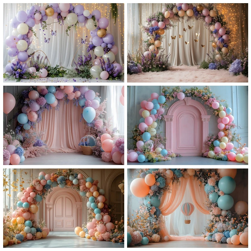 

Baby 1st Birthday Party Backdrop Photography Balloon Arch Butterfly Wedding Bride Pregnant Woman Photo Photographic Background