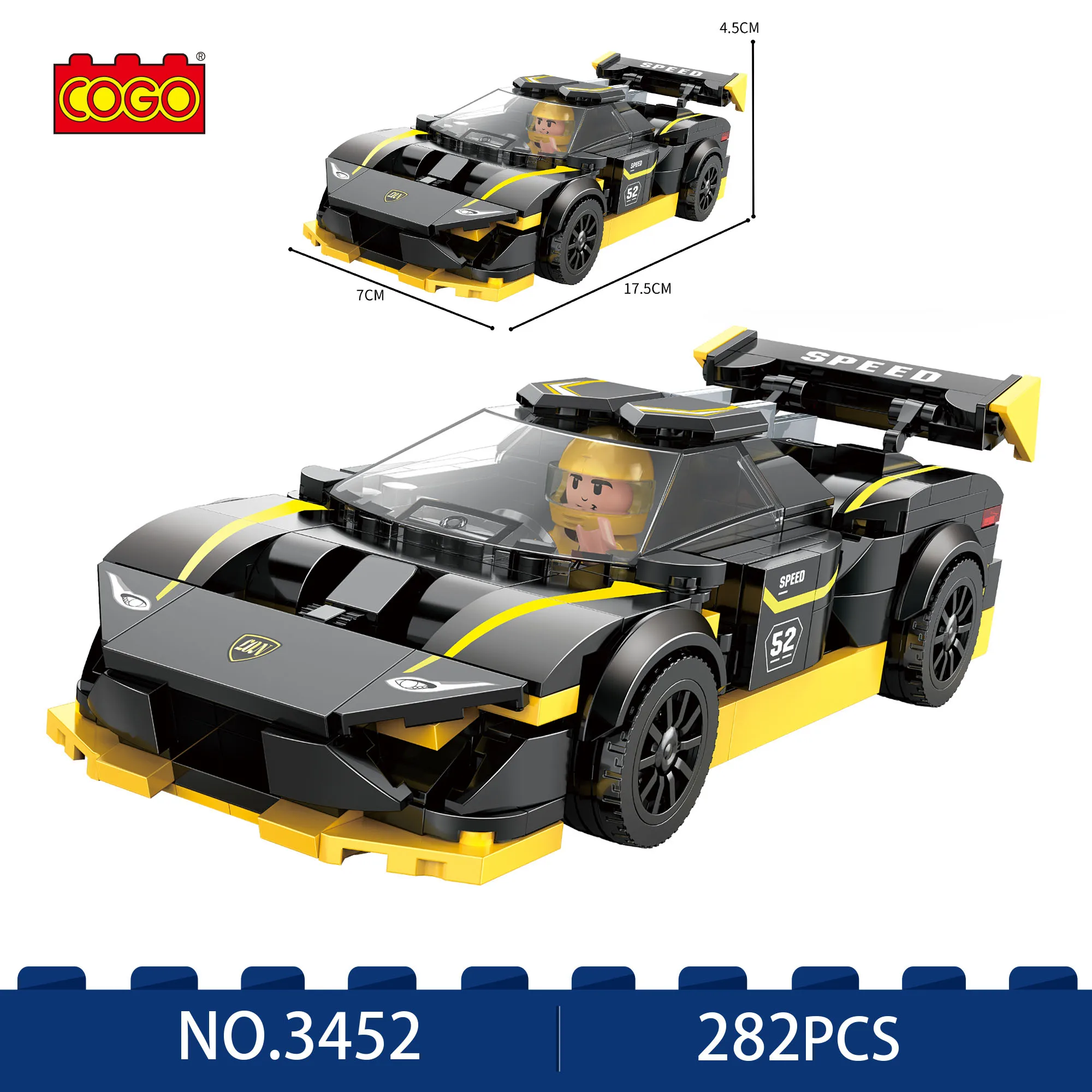 

COGO Classic Racing Car Building Blocks Set - Expert Sport Vehicle MOC Bricks - DIY Toys for Boys（282 Pcs）