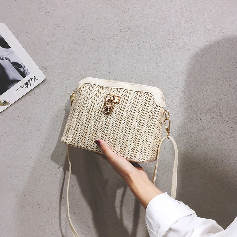 Straw Woven Messenger Bag Casual Shell Summer Beach Women Crossbody Handbags Female Shoulder Cross Body Boho Bag