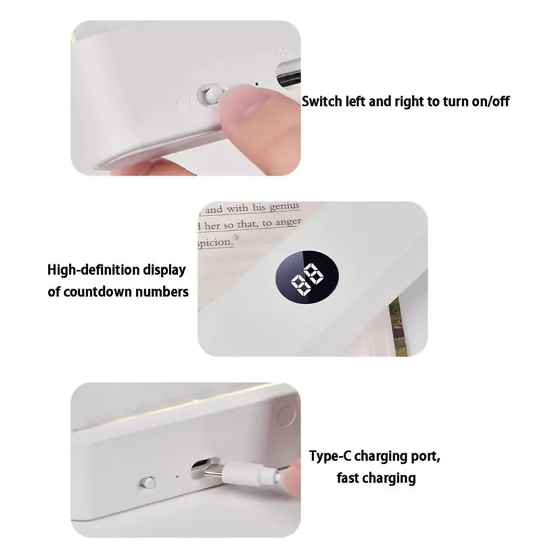 【WHILE SUPPLIES LAST】White Smart Led Reading Light, Rechargeable Clear LED Flat Light With 3 Color Options, Treasure Box Book Li