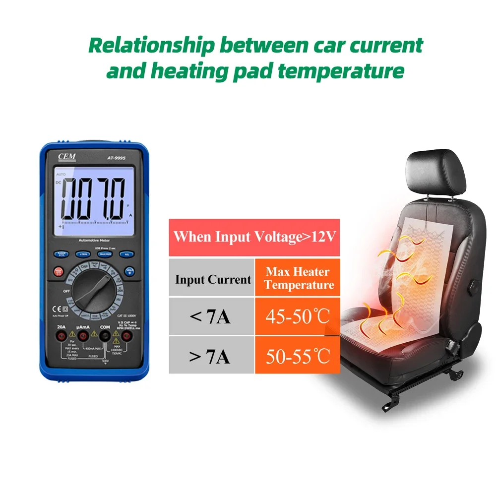 Universal 12V Build-in Car Seat Heater Kit With 25W Carbon Fiber Heating Pads 3-Level Dual Control Switch System Fit 2 Seats