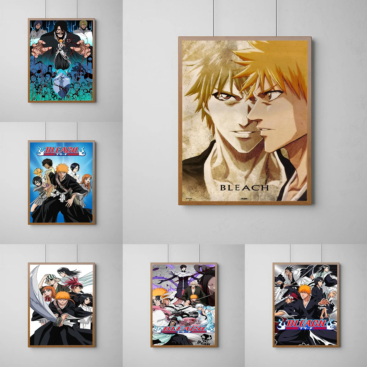 

Anime Figure Bleach Poster Aesthetic Gigante Home Decoration Retro Manga Canvas Painting for Wall Art Mural Kawaii Room Decor