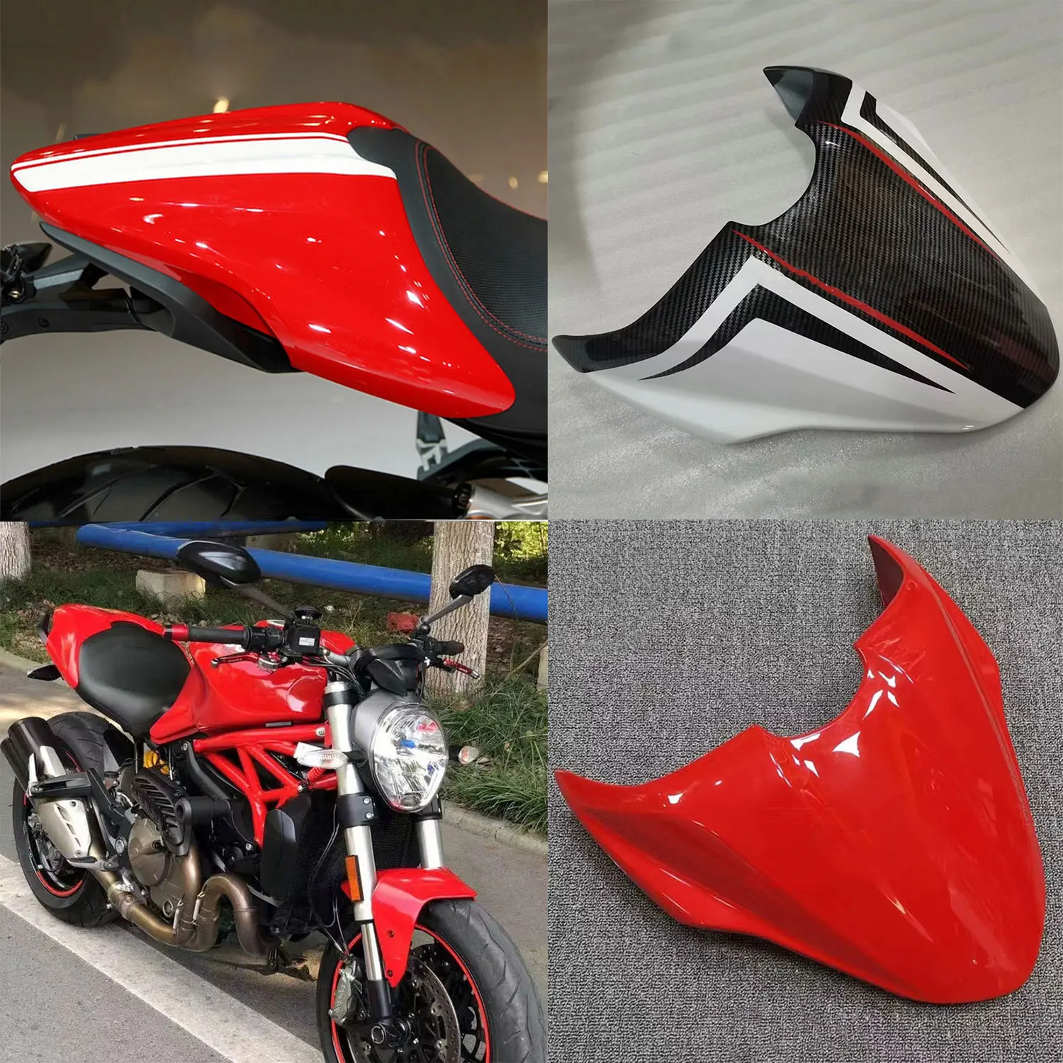 For Ducati Monster 821 1200 S 2014 2015 2016 2017 Motorcycle Pillion Rear Passenger Cowl Cover Tail Fairing Seat Hump Fairing