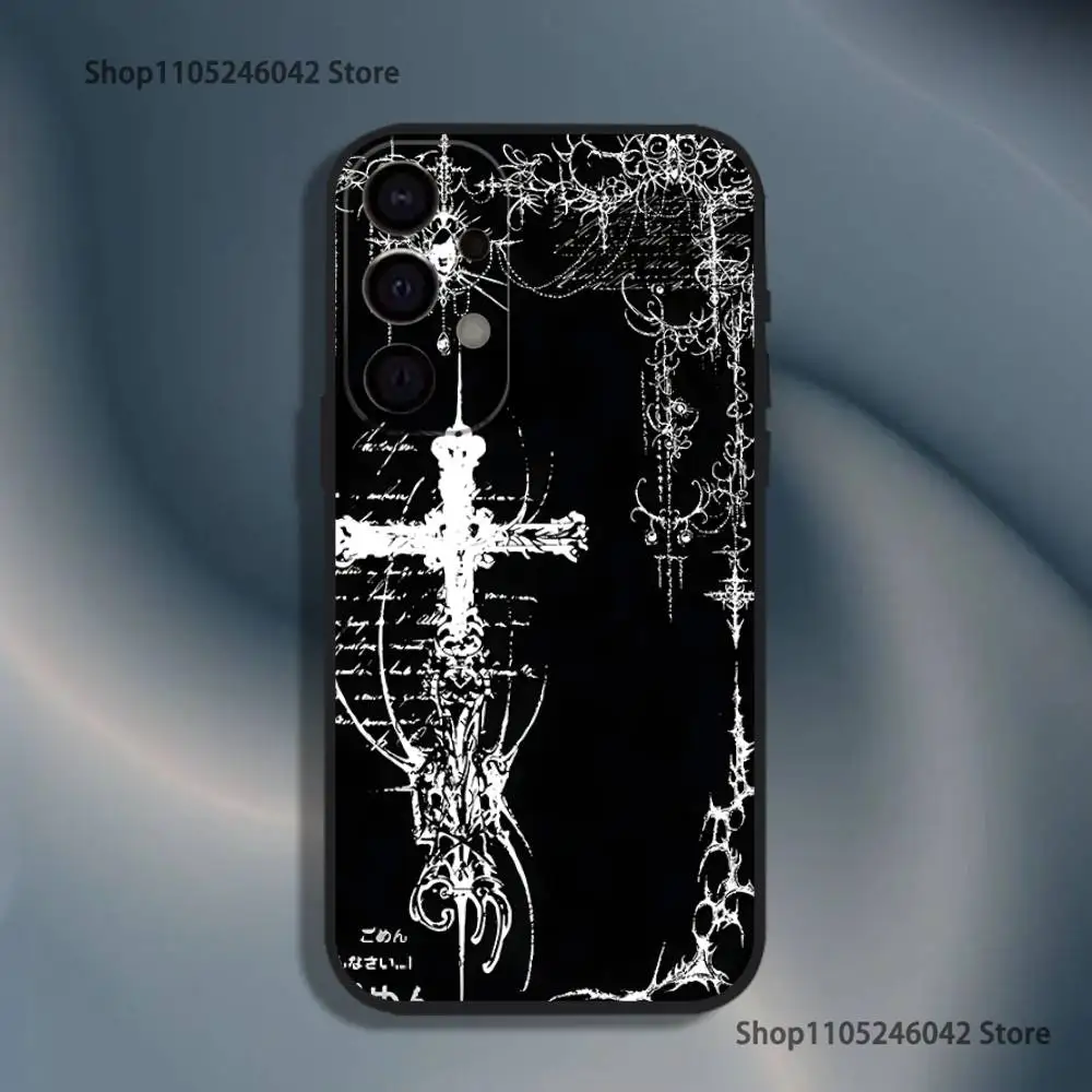 Gothic Cyber Sigil Cross Eyes Skull Shockproof Phone Case For Samsung S25,S24,S21,S22,S23,S30,Ultra,S20,Plus,Lite,5G Black Cover