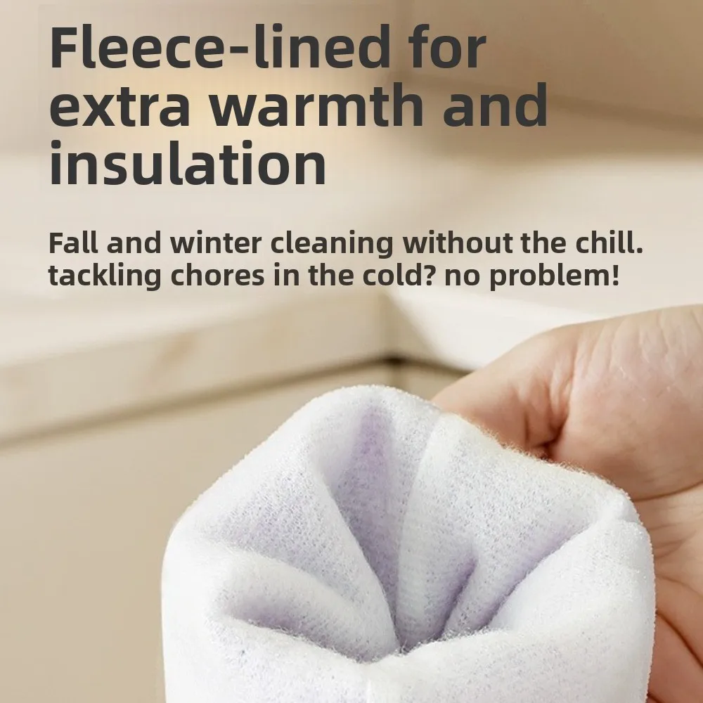 Waterproof Dishwashing Gloves Thickened Fleece Lined Scrubbing Gloves Comfortable Long Cuff Winter Gloves Winter Protection