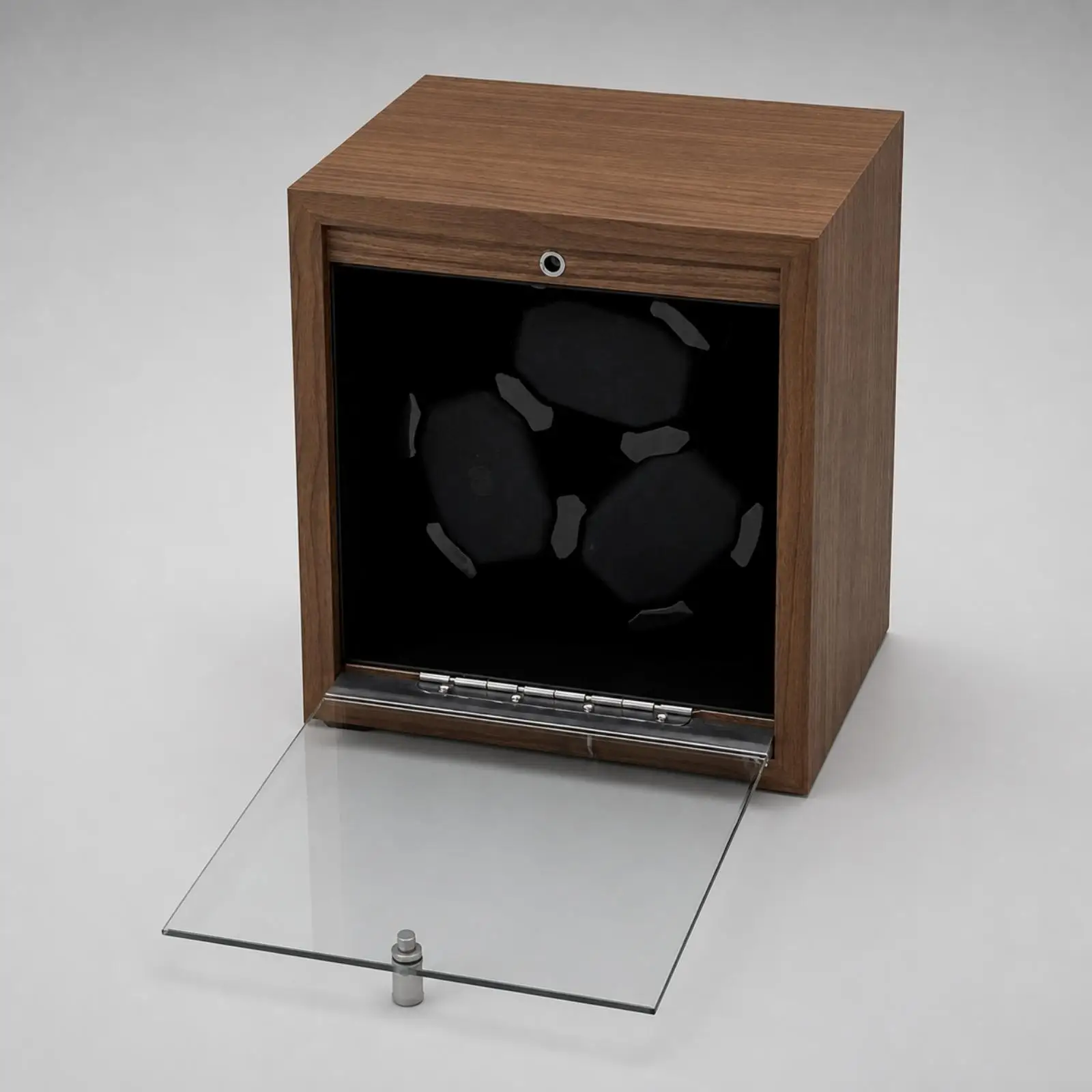 Wooden Electric Watch Winder with Glass Viewing Door 5 Rotation Modes for Automatic Watches Storage Box