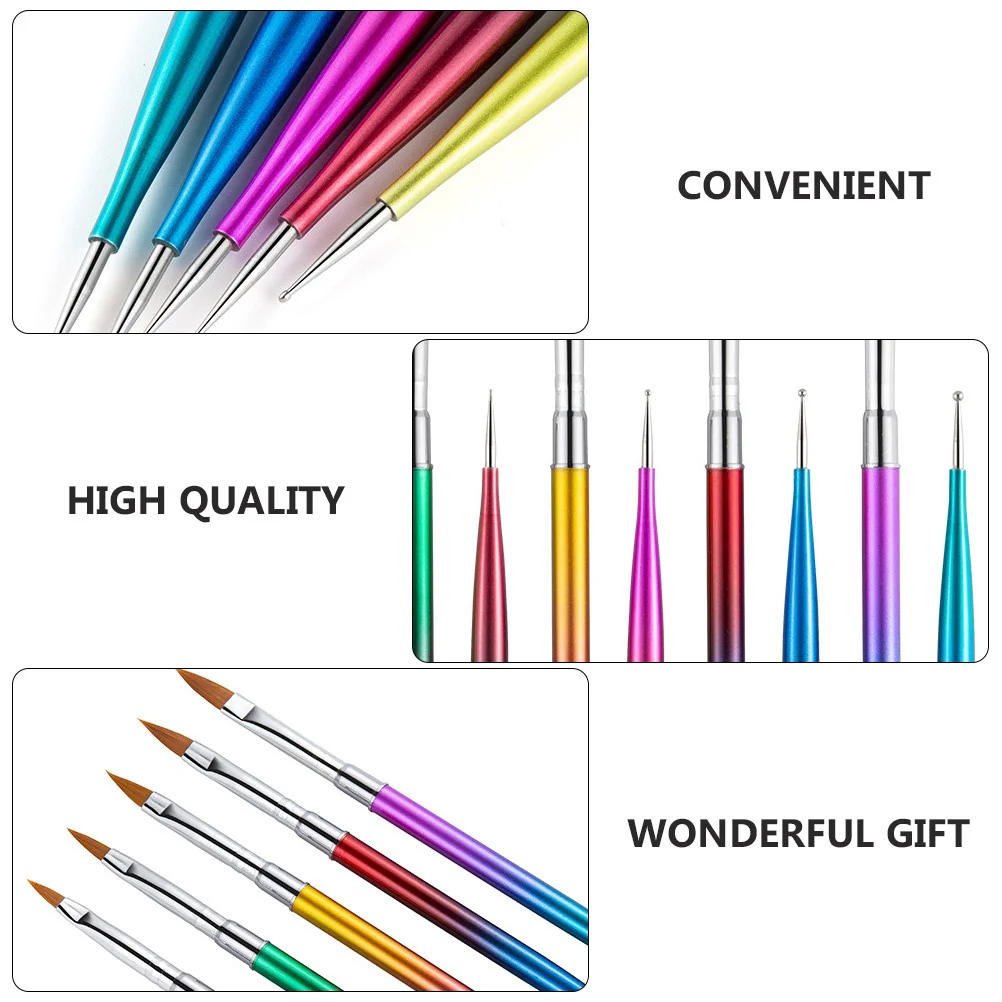 5-delige Nail Art Pen Set Premium Metaal DIY Manicure Tool Kit Uv Gel Pen Vakmanschap Professioneel Thuisgebruik Nail Art Tools