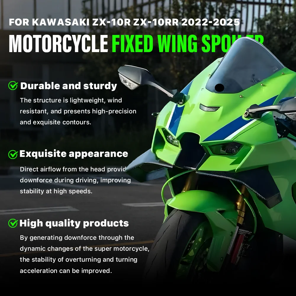 لدراجة كاواساكي ZX-10R ZX-10RR 2022 2023 2024 2025 سبويلر جديد ثابت الجناح ، جناح جانبي ، آيليرون ، سبويلر جانبي