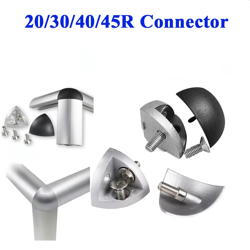 4/10pcs 3030R 4040R 2020R Arc Curved 3 Way Corner Bracket Connector Metal Cover Plastic Cover With screws Aluminum Profile