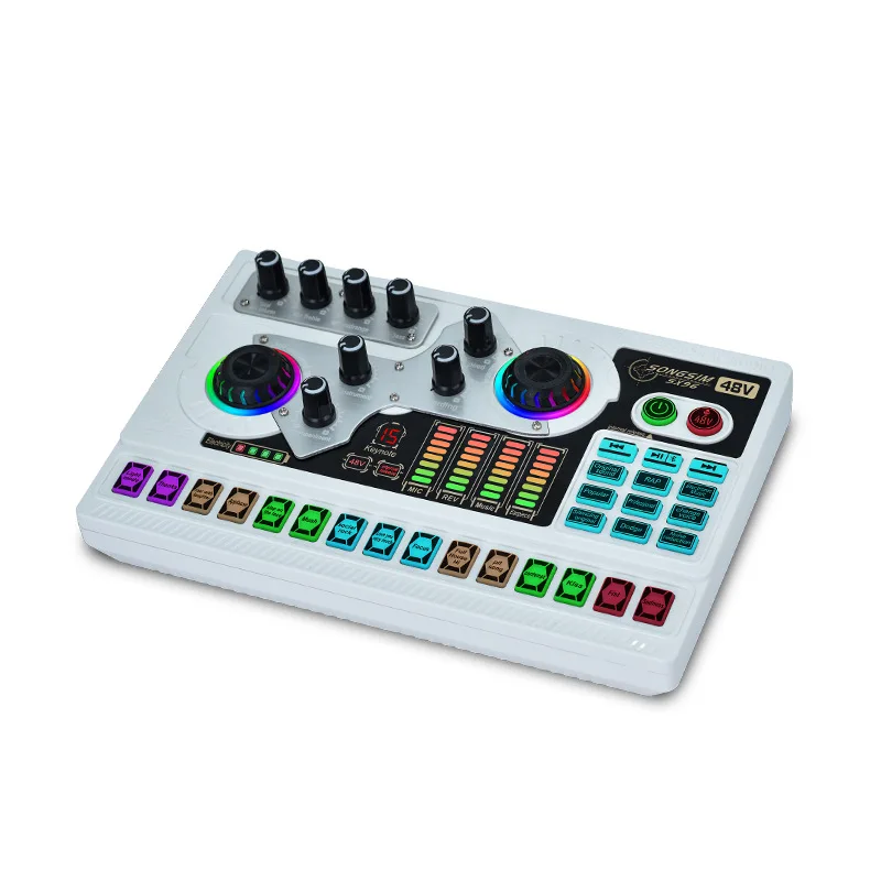 Live Sound Card Audio Interface Sound Board With Multiple DJ Mixer Effects Voice Changer LED Light Prefect For Streaming 3000mah
