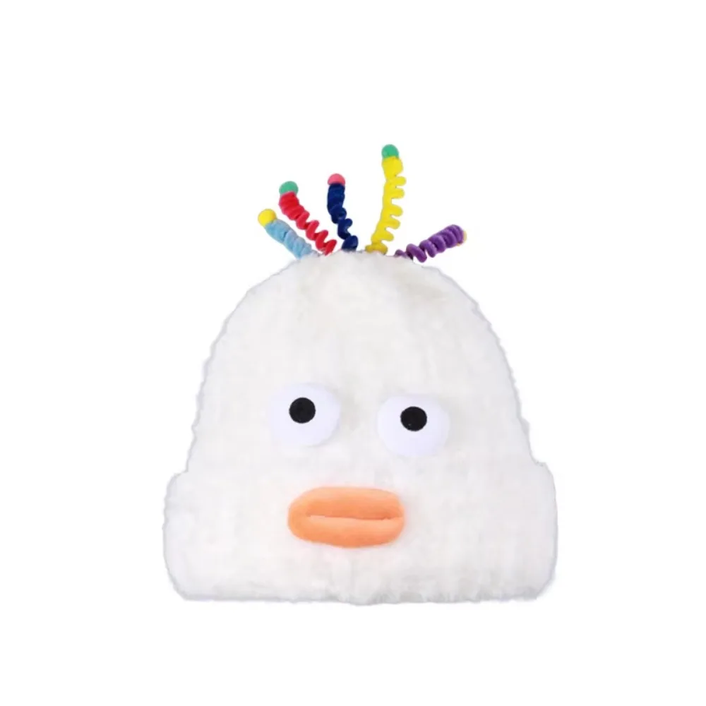 

Cute Funny Plush Beanies Warm Windproof Cartoon Big Eyes Hat Candy Color Large Head Circumference Winter Outdoor Cap