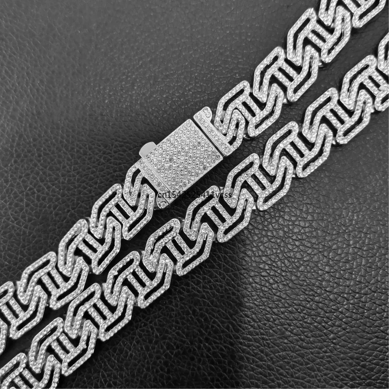 New Design Geometric 16mm 2 Tone Rose Gold Silver color Cuban Chain Necklace Hip Hop Back-to-school Jewelry Accessory