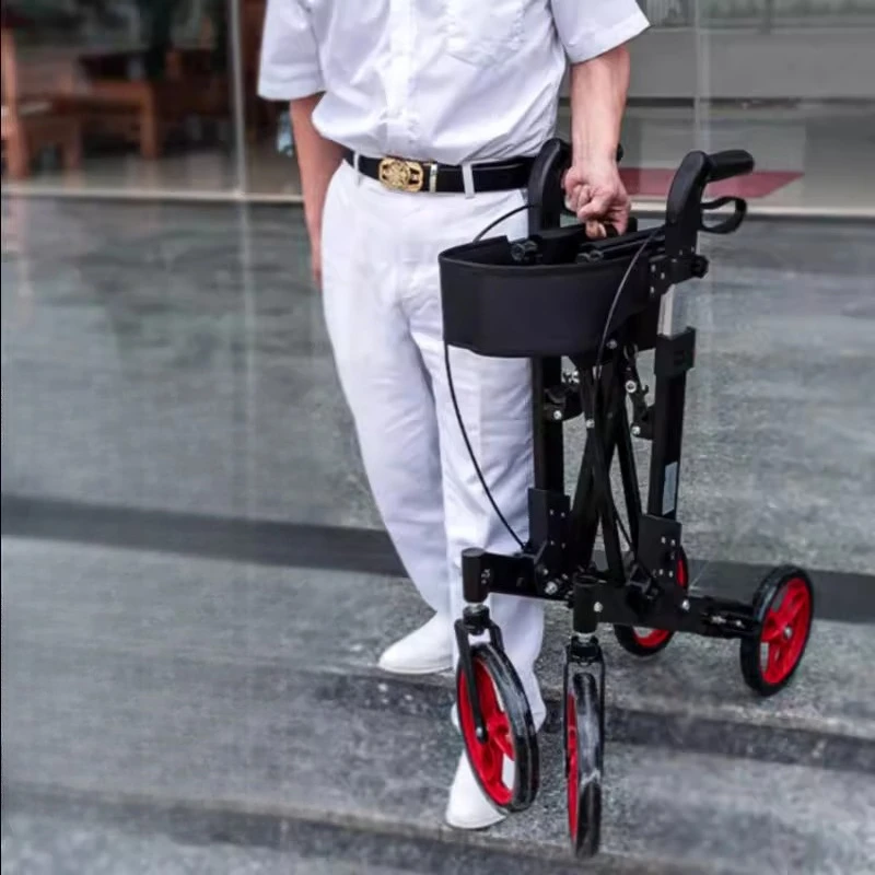 Aluminum Lightweight Transport Chair for Seniors Folding Rolling Walkers Elderly Mobility Walking Aids Rollator Walker with Seat