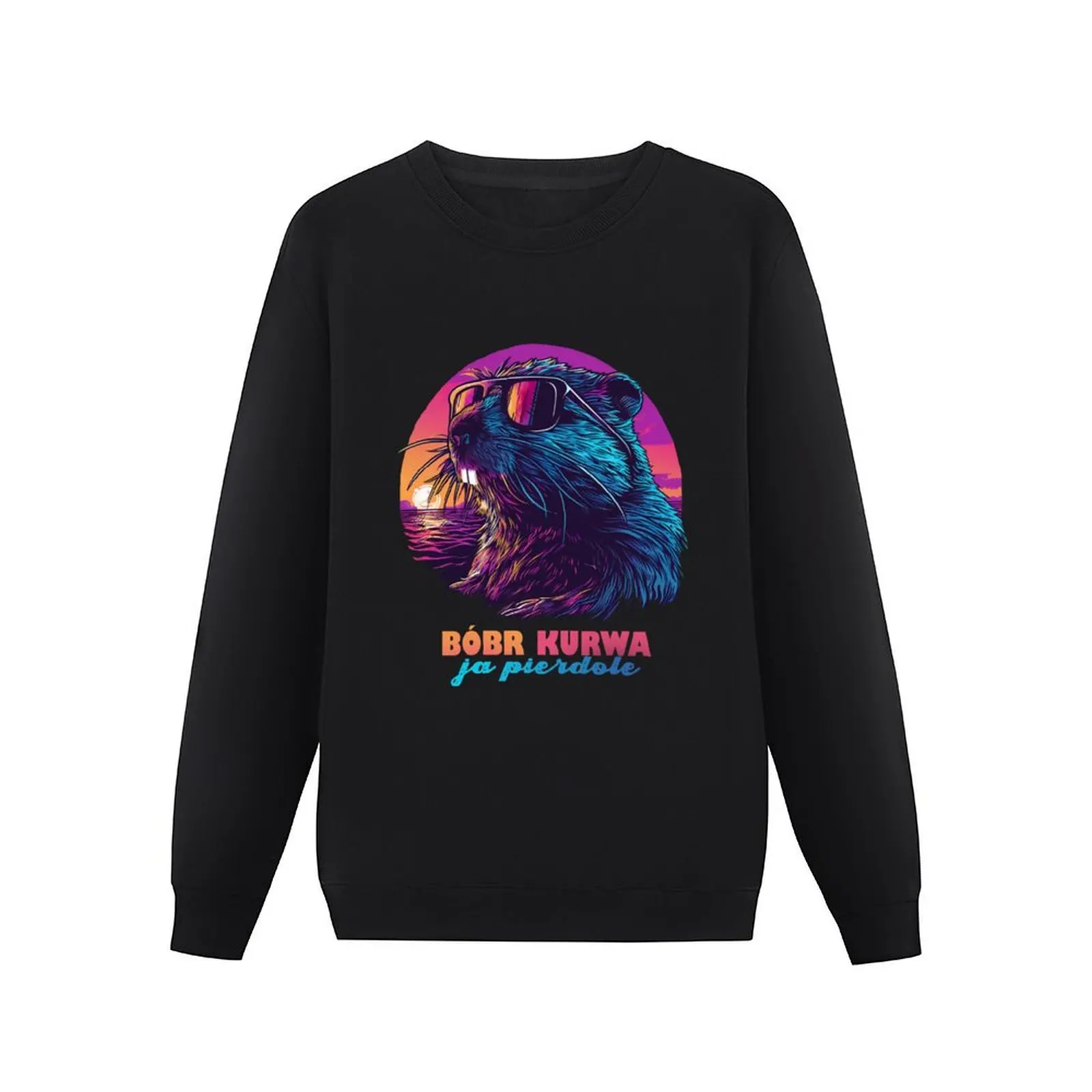 Synthwave Polish Beaver Meme Ja pierdole Bobr Bober Kurwa Pullover Hoodie men clothes winter clothes graphic sweatshirts