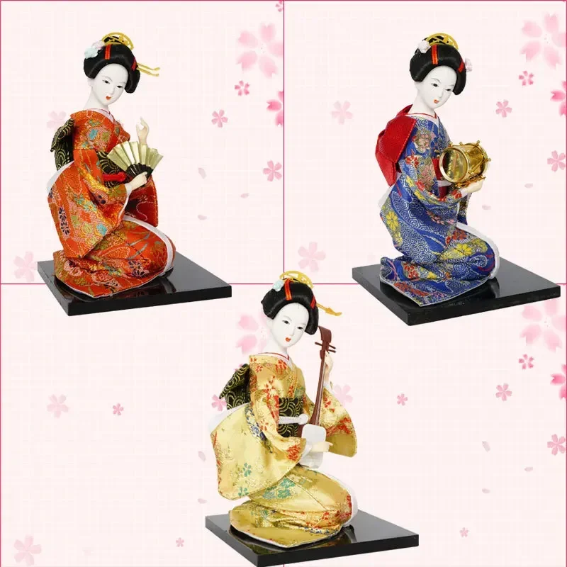 Japanese Geisha Doll Asian Handmade Crafts Kimono Doll Home Table Decor Miniature Figurines Sculpture Collection Gift Creative