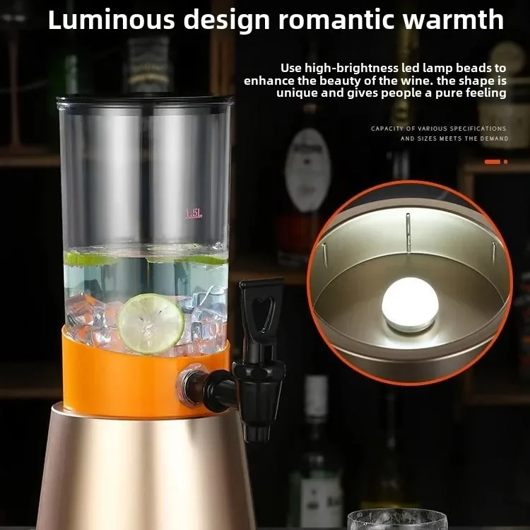 Liquor Cannon 3L Draft Beer Keg Luminous Beer Keg Container Bar Commercial Mirage Beer Cannon Juice Ding Wine Tower